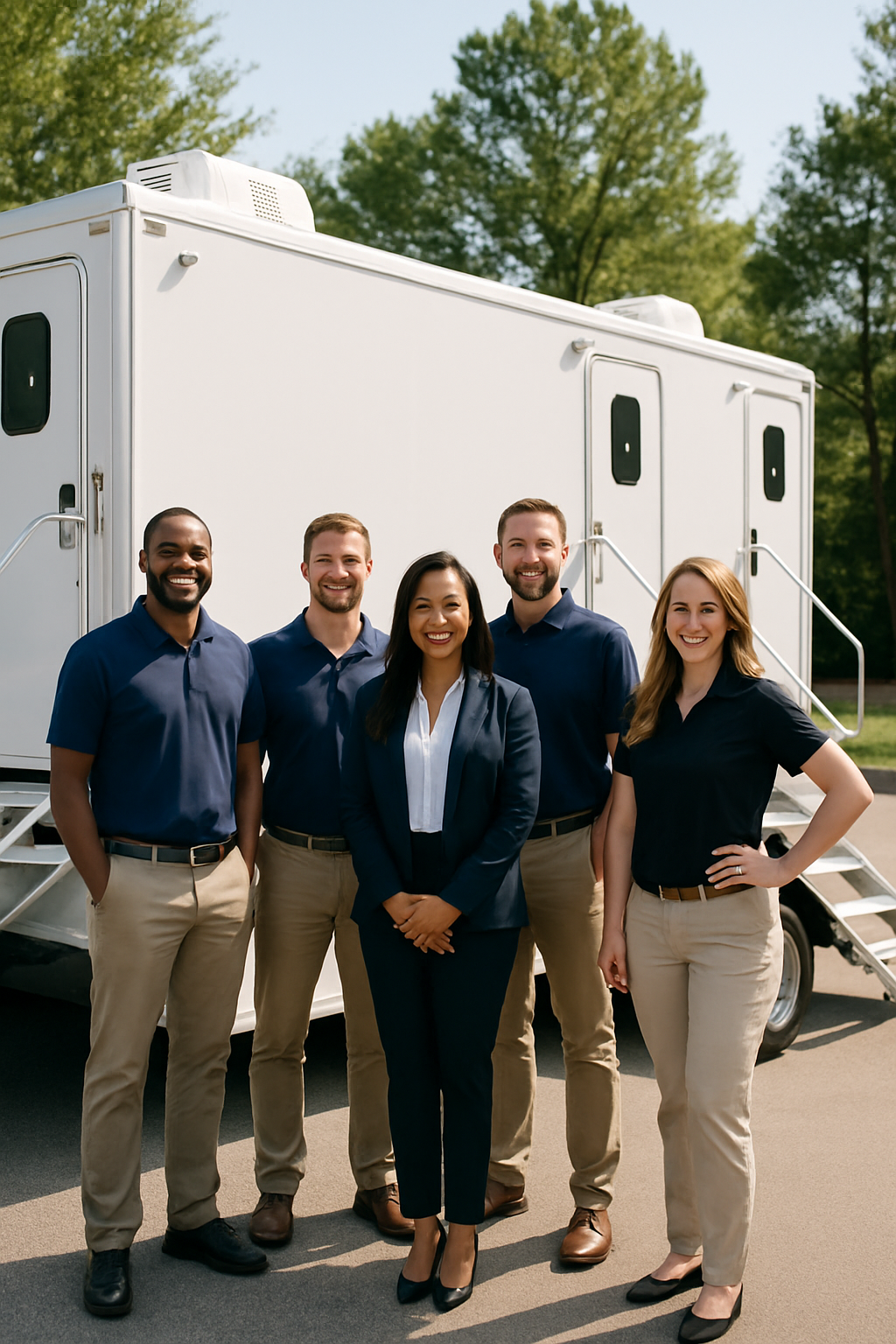 Jacksonville Restroom Trailers team coordinating luxury restroom trailer rentals across North Florida and Southeast Georgia