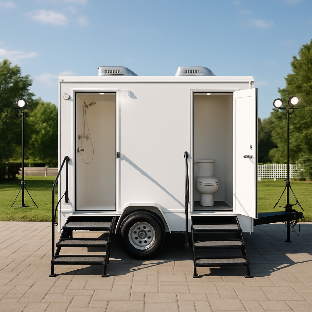 Mobile shower trailer with hot water for Jacksonville crews, festivals, and emergency response deployments